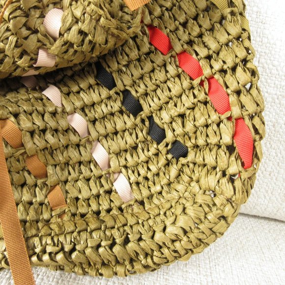 J. Crew Rafia and Ribbon Straw Shoulder Bag Size OS Woven Slouch - Picture 3 of 14